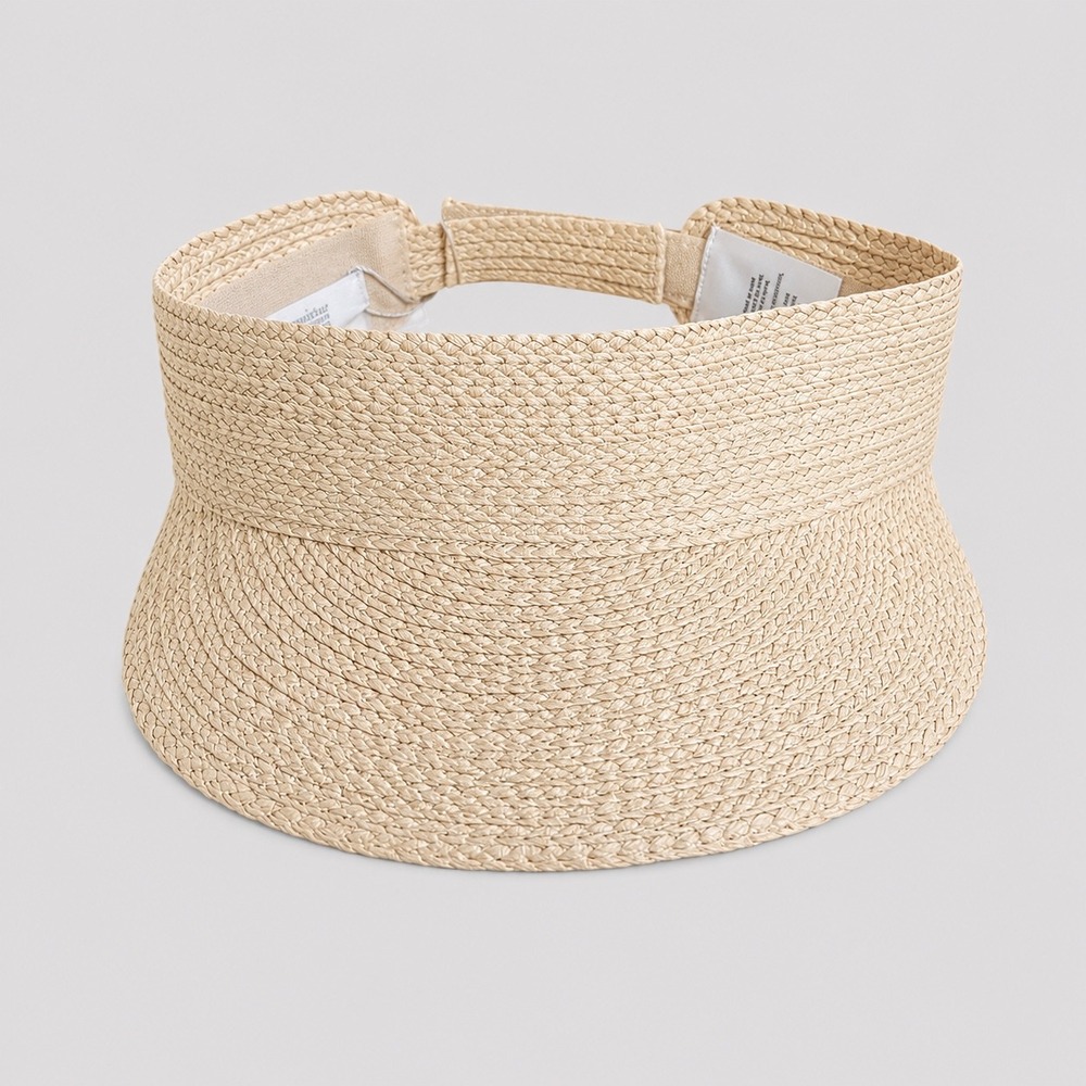 Favorite Daughter The Straw Visor Women OS Natural Woven Adjustable Sun Hat